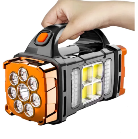 Luz LED recargable solar y USB con doble cabezal ajustable para emergencias