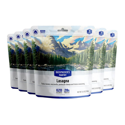 Lasaña liofilizada vegetariana Backpacker's Pantry 28g proteína pack 6 unidades para emergencia
