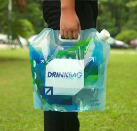 Bolsa de agua plegable azul de 10 litros con asa para camping y outdoor