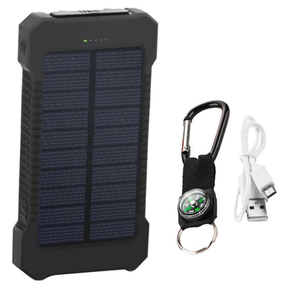 Powerbank solar 10000mAh impermeable color verde para senderismo y camping