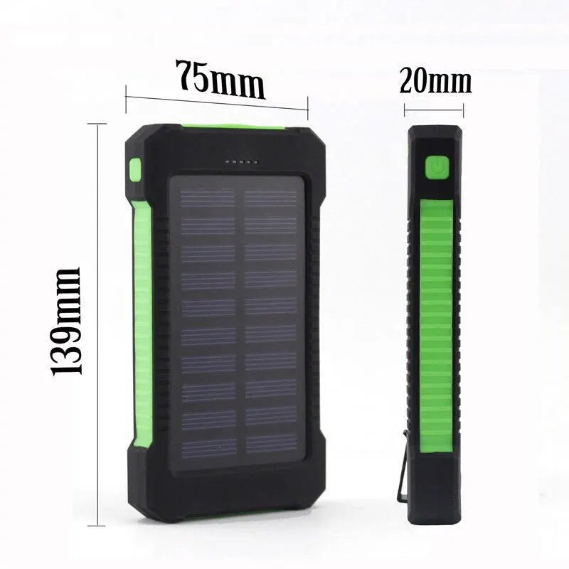 Powerbank solar ultrafino mostrando diseño compacto de 250g para outdoor