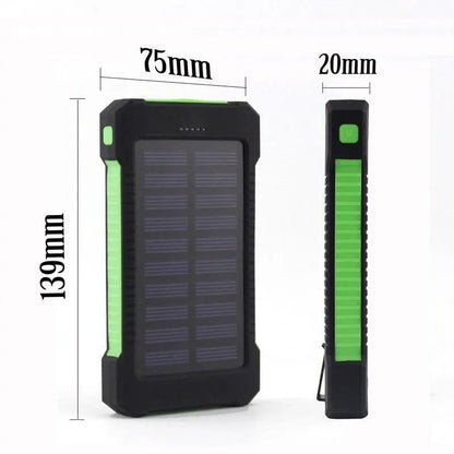 Powerbank solar ultrafino mostrando diseño compacto de 250g para outdoor