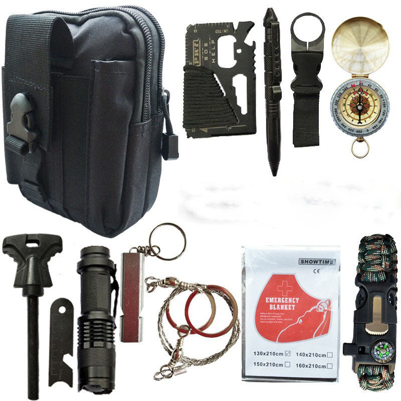 Detalle de suministros médicos del kit de primeros auxilios para emergencias
