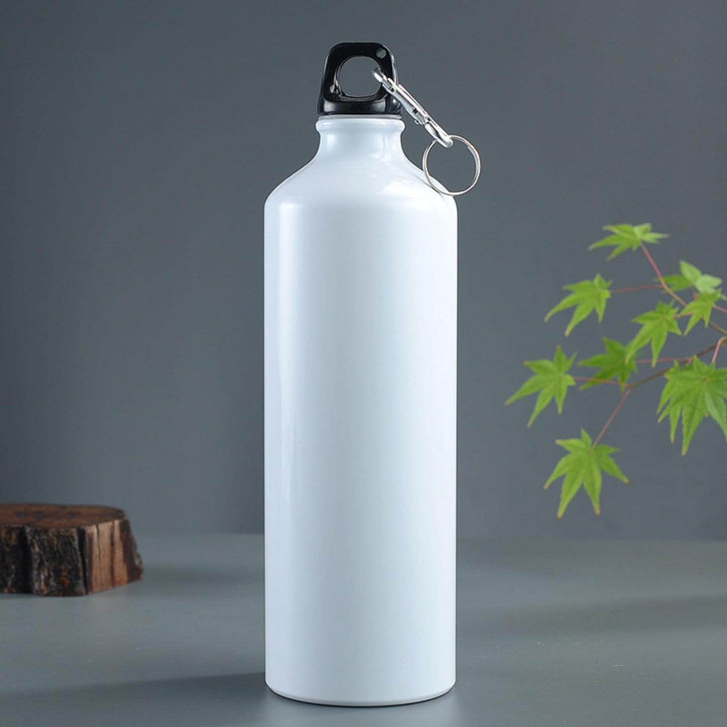 Botella de agua de aluminio 750ml libre de BPA con gancho portátil para camping y outdoor
